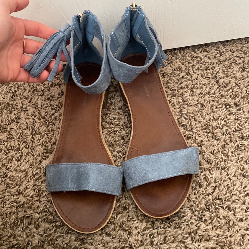 Size 9 blue sandals.